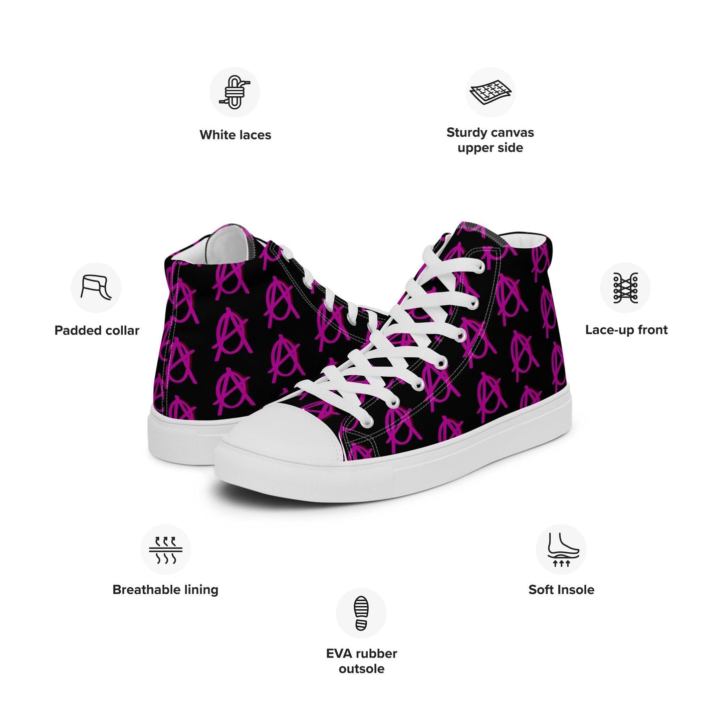 Anarchy Wear Pink/Black high top canvas shoes - AnarchyWear