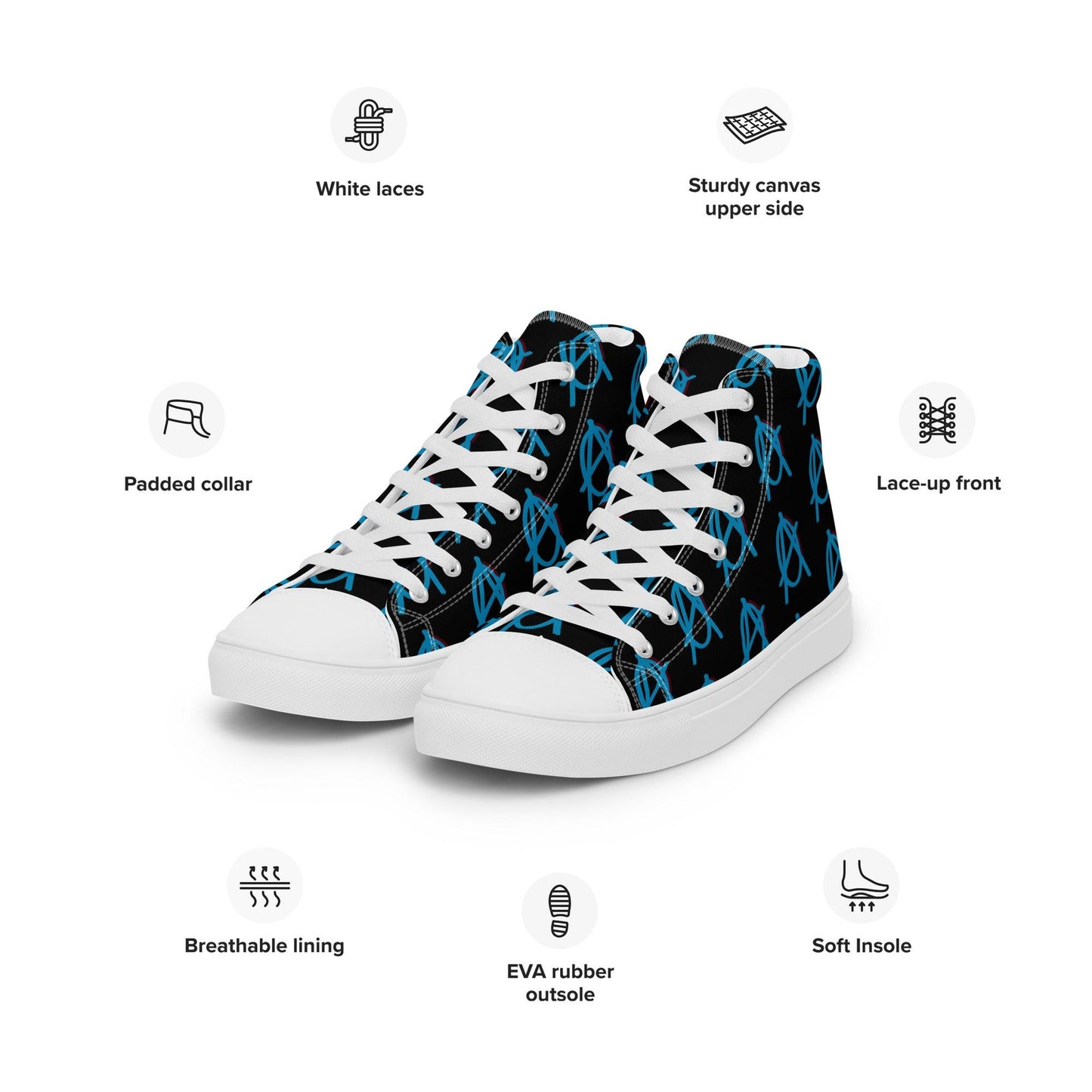 Anarchy Wear Blue/Black high top canvas shoes - AnarchyWear