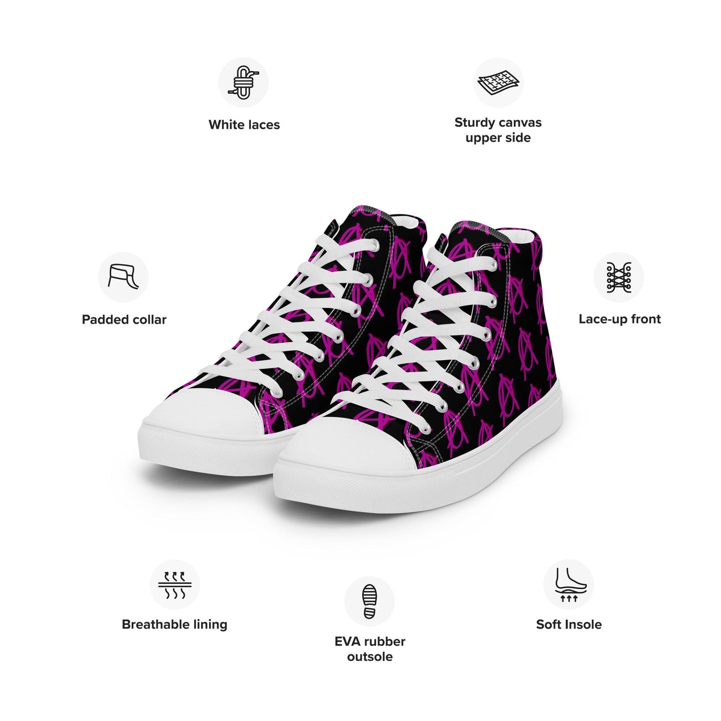 Anarchy Wear Pink/Black high top canvas shoes - AnarchyWear