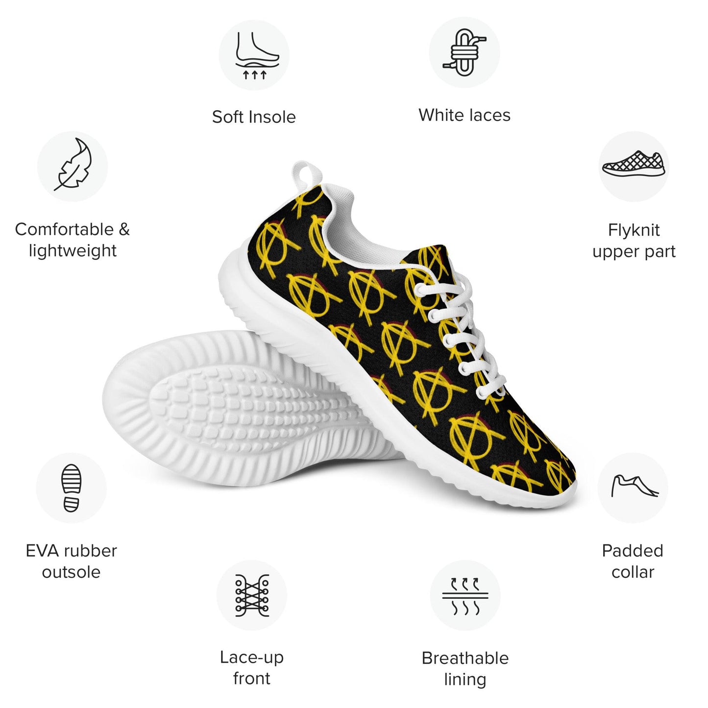 Anarchy Wear Black and Gold Women’s athletic shoes - AnarchyWear