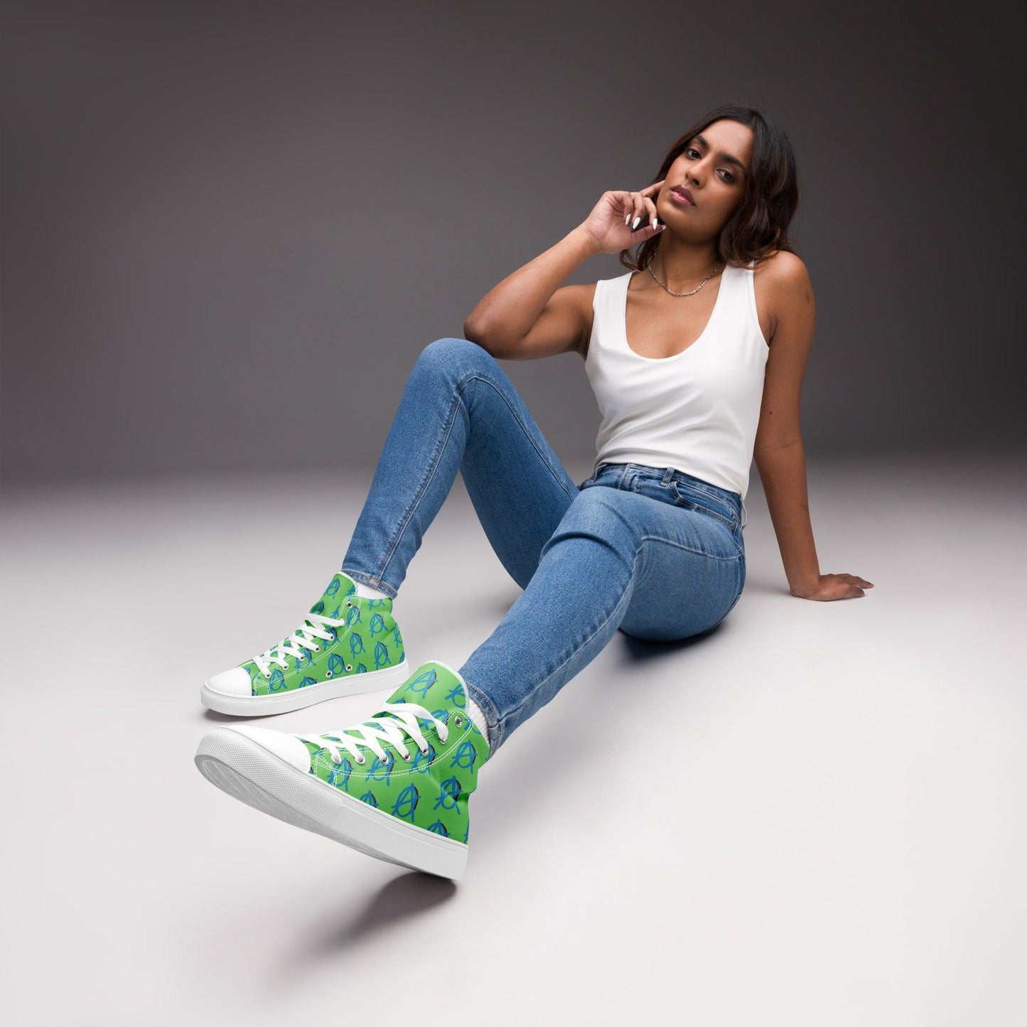 Anarchy Wear Blue/Mantis Women’s high top canvas shoes - AnarchyWear