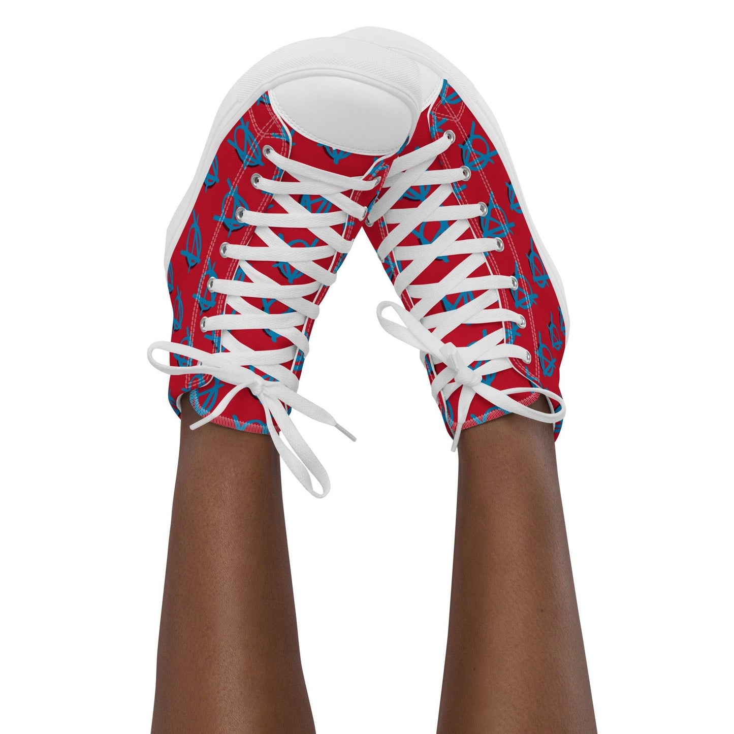 Anarchy Wear Blue/Red Women’s high top canvas shoes - AnarchyWear
