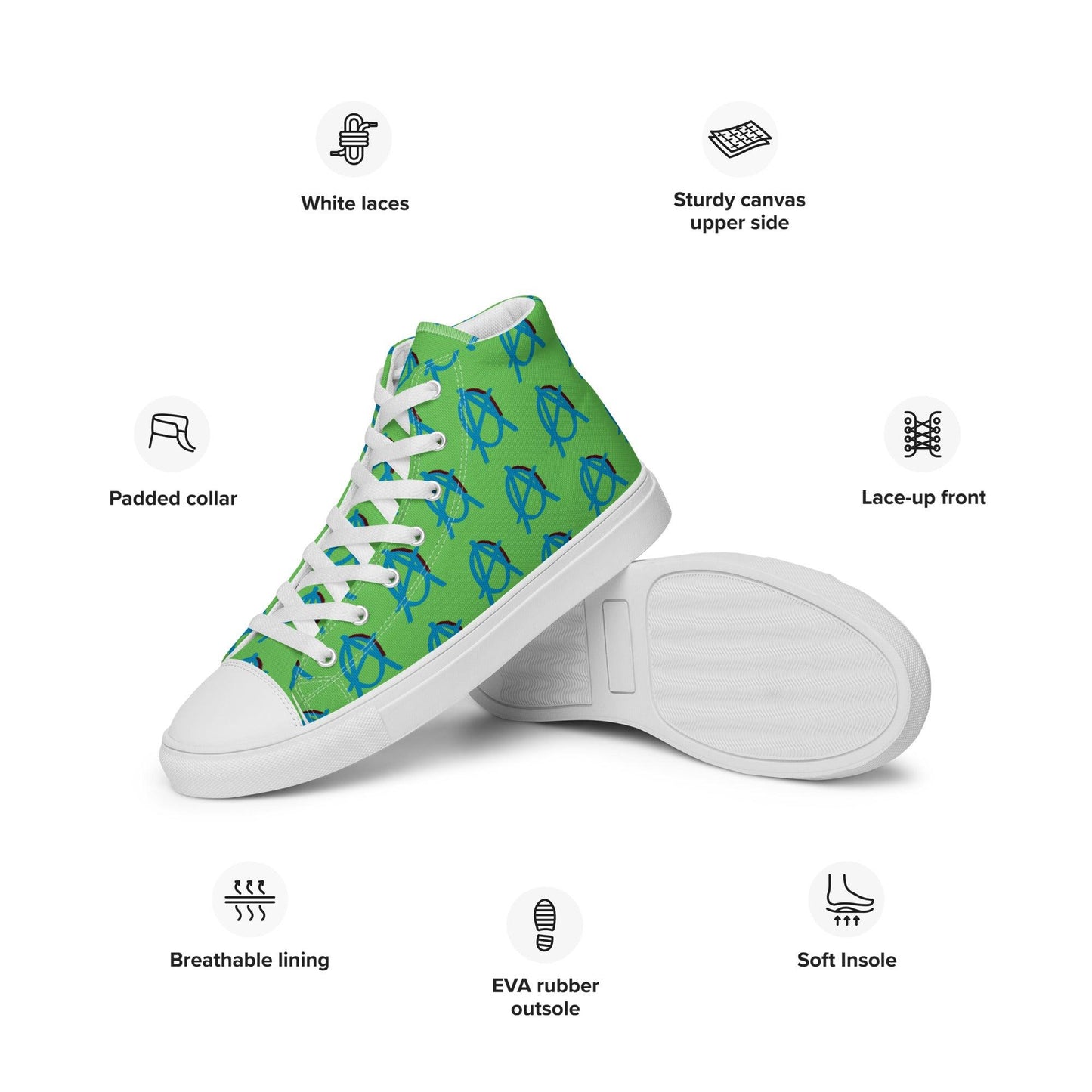 Anarchy Wear Blue/Mantis Women’s high top canvas shoes - AnarchyWear