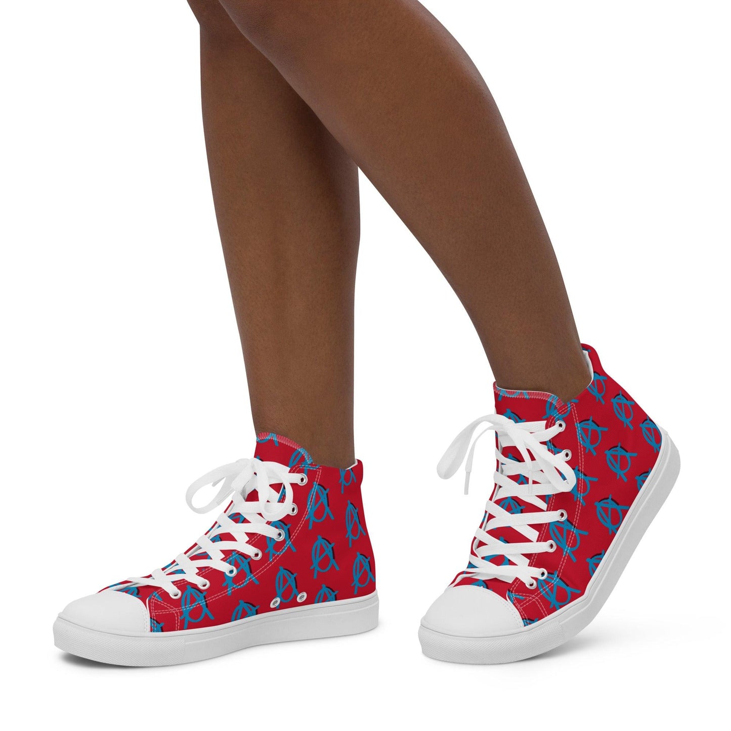 Anarchy Wear Blue/Red Women’s high top canvas shoes - AnarchyWear