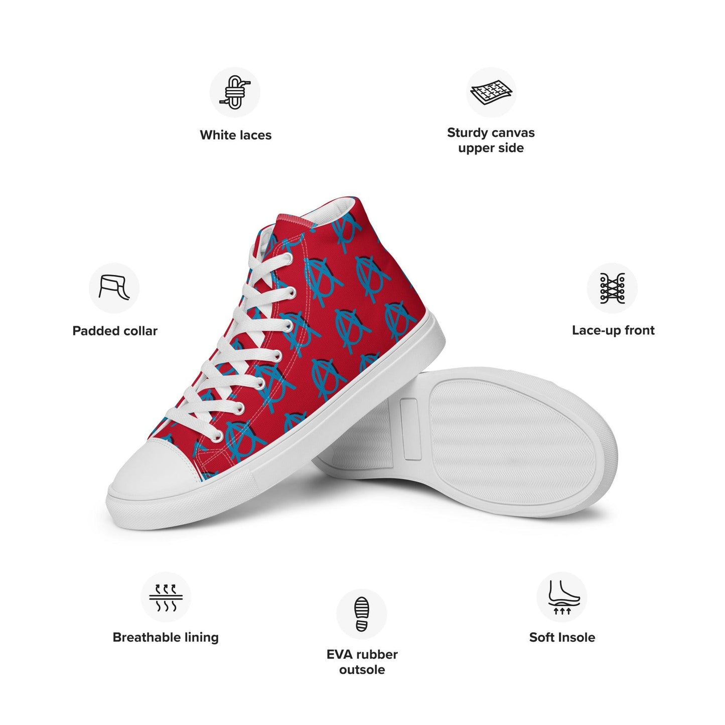 Anarchy Wear Blue/Red Women’s high top canvas shoes - AnarchyWear