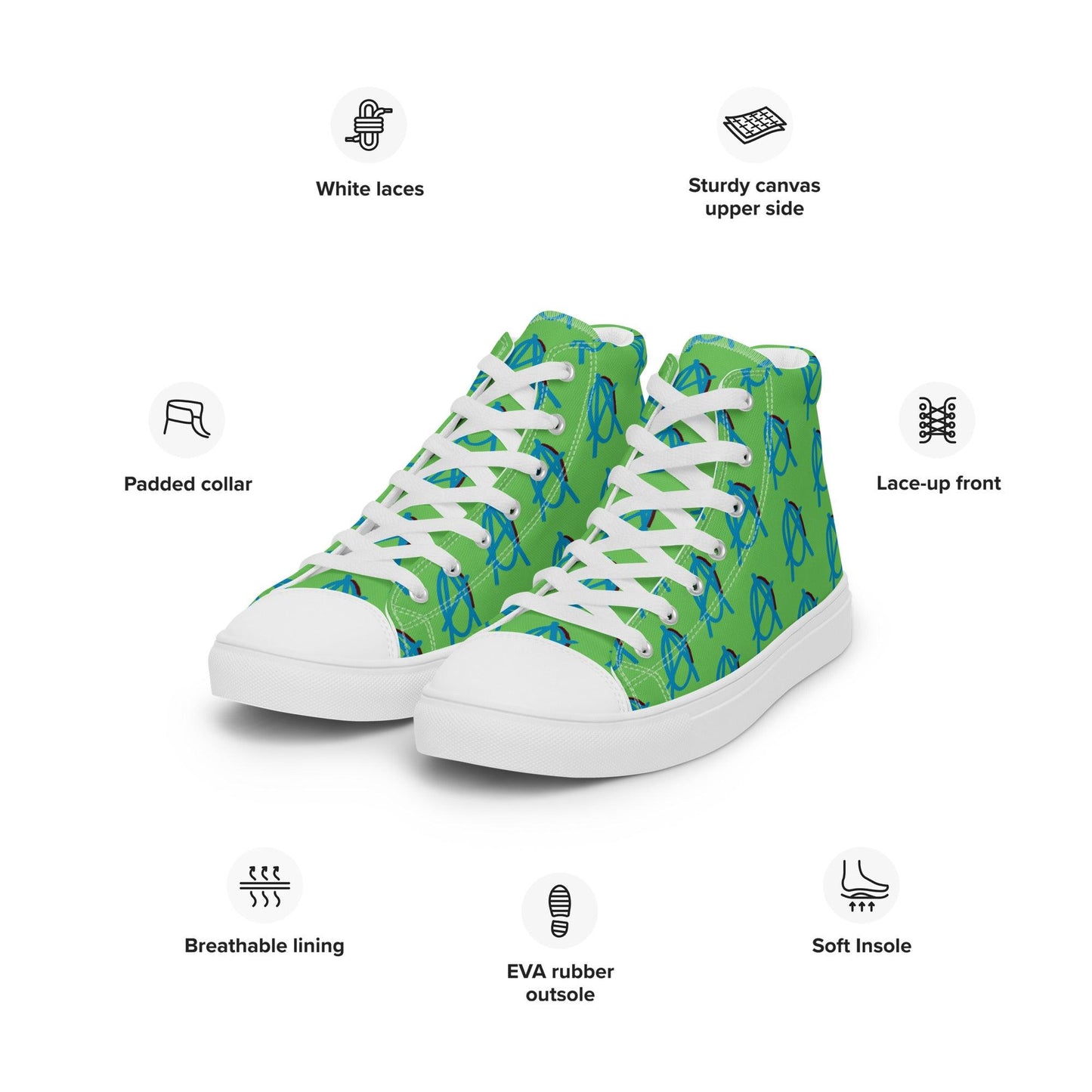 Anarchy Wear Blue/Mantis Women’s high top canvas shoes - AnarchyWear