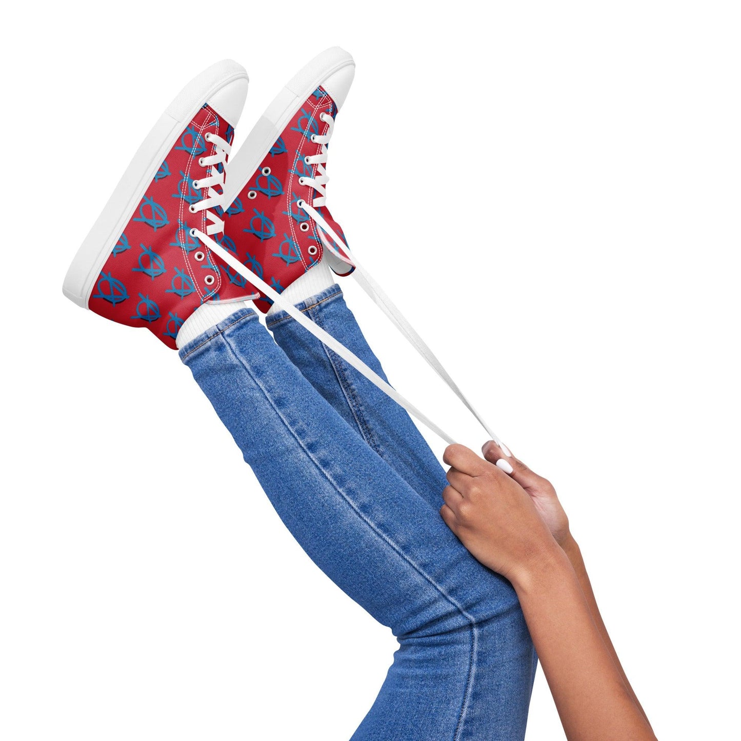 Anarchy Wear Blue/Red Women’s high top canvas shoes - AnarchyWear