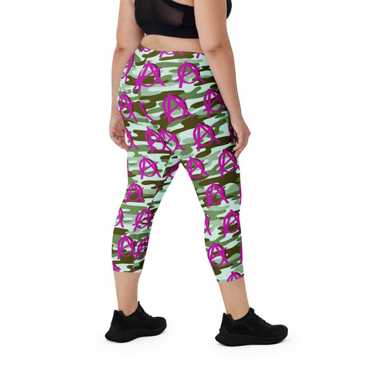 Anarchy Wear Pink Camo Capri Leggings