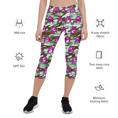 Anarchy Wear Pink Camo Capri Leggings