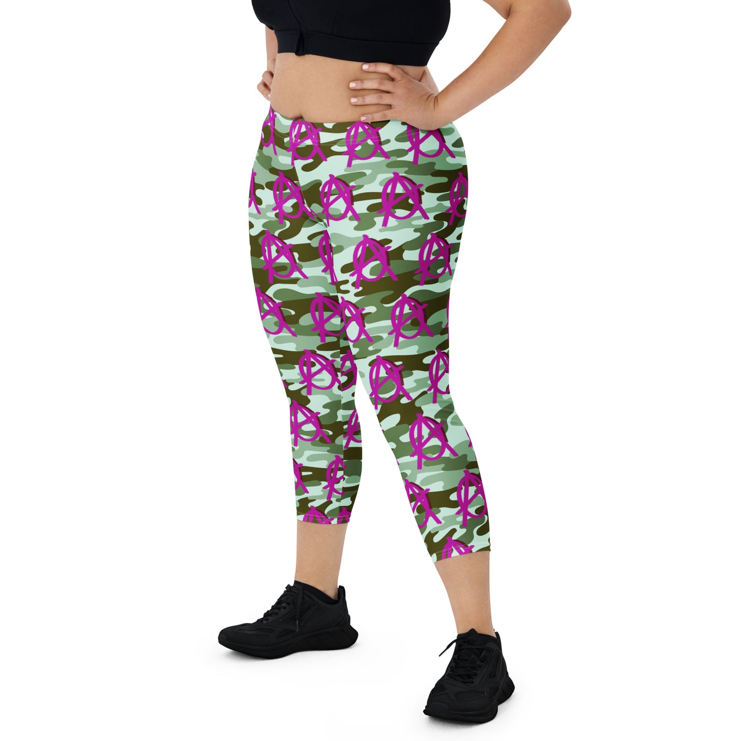 Anarchy Wear Pink Camo Capri Leggings