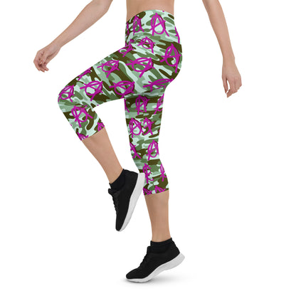 Anarchy Wear Pink Camo Capri Leggings