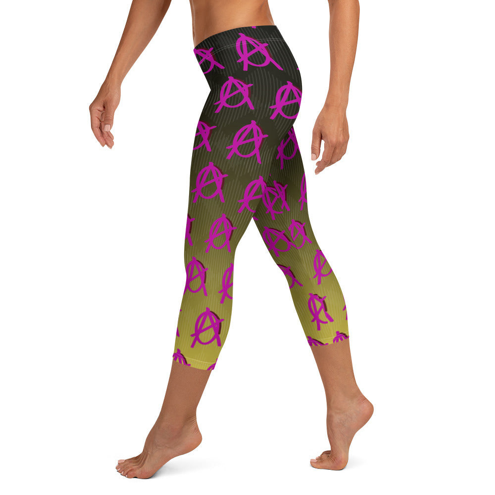 Anarchy Wear Faded Gold w/ Pink Capri Leggings