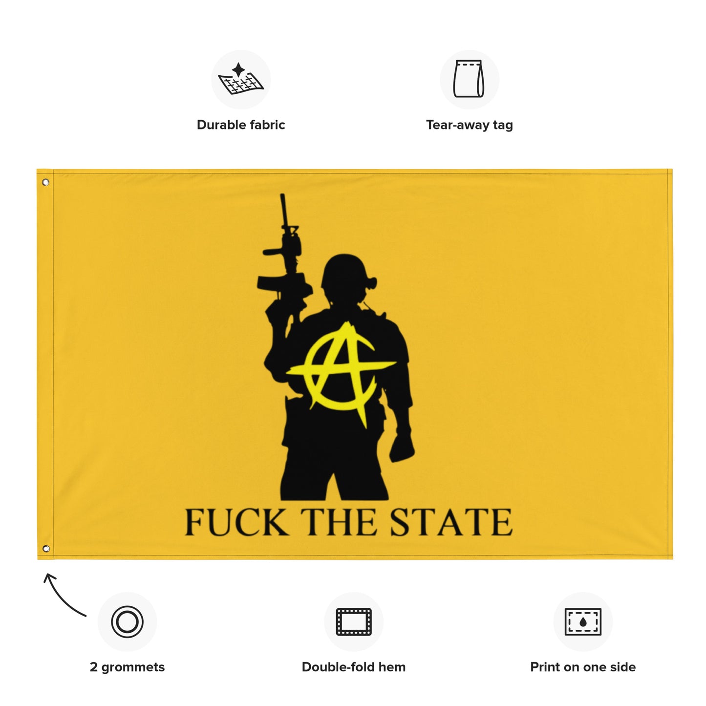 "Fuck The State" Gold By @AncapAir Flag