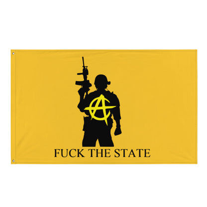 "Fuck The State" Gold By @AncapAir Flag