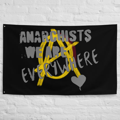 Anarchy Wear "We Are Every Where" Grey on Gold Flag