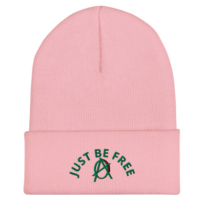 Anarchy Wear "Just Be Free" Green Cuffed Beanie