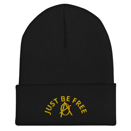 Anarchy Wear "Just Be Free" Gold Cuffed Beanie