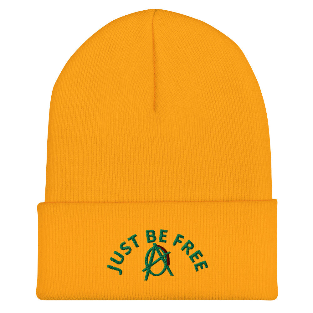 Anarchy Wear "Just Be Free" Green Cuffed Beanie