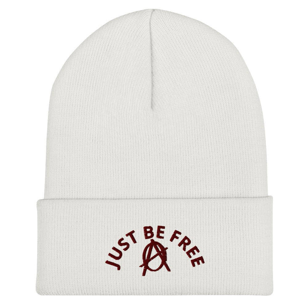 Anarchy Wear "Just Be Free" Red Cuffed Beanie