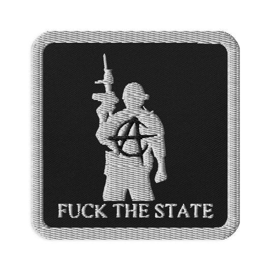 FUCK THE STATE White Patch Square 3″×3″