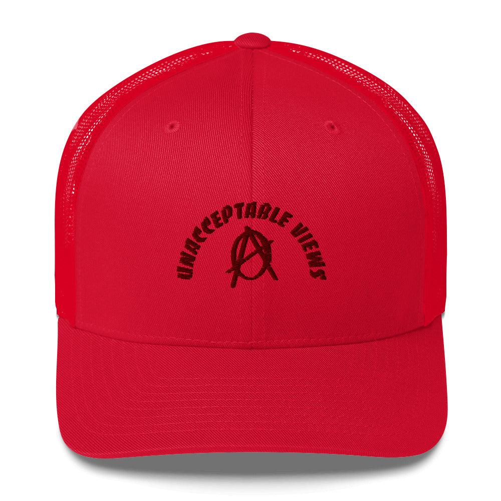 Anarchy Wear "Unacceptable Views" Red Trucker Cap - AnarchyWear