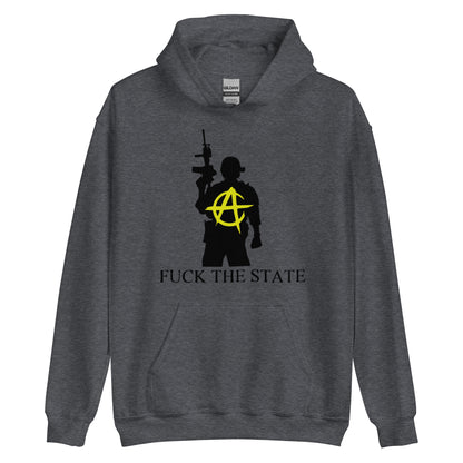 Anarchy Wear Gold Spin on "Fuck The State" By @AncapAir Hoodie