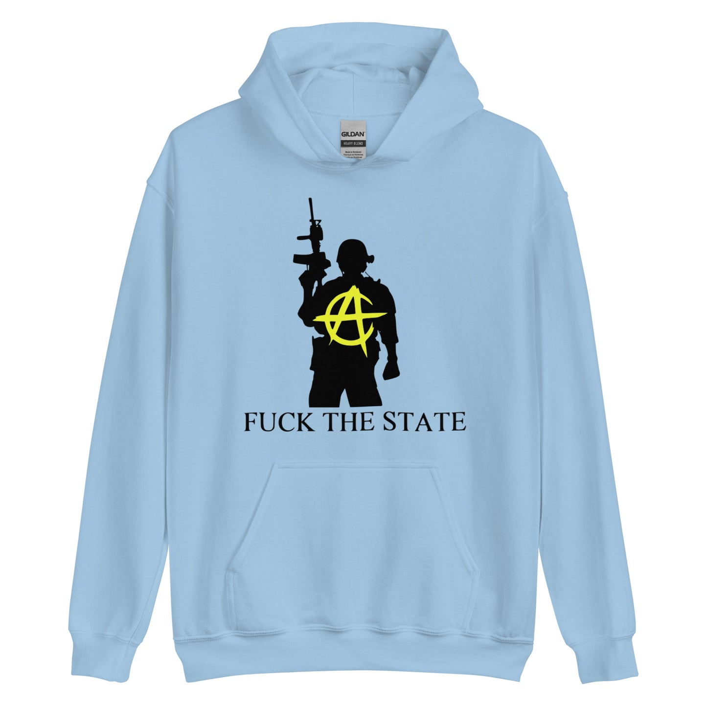 Anarchy Wear Gold Spin on "Fuck The State" By @AncapAir Hoodie