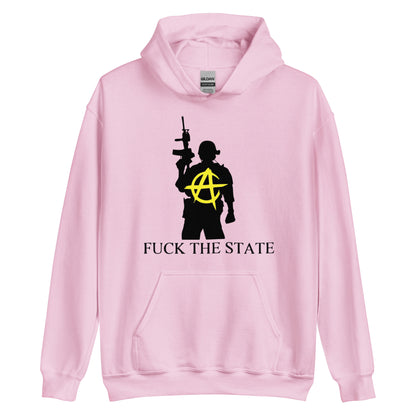 Anarchy Wear Gold Spin on "Fuck The State" By @AncapAir Hoodie