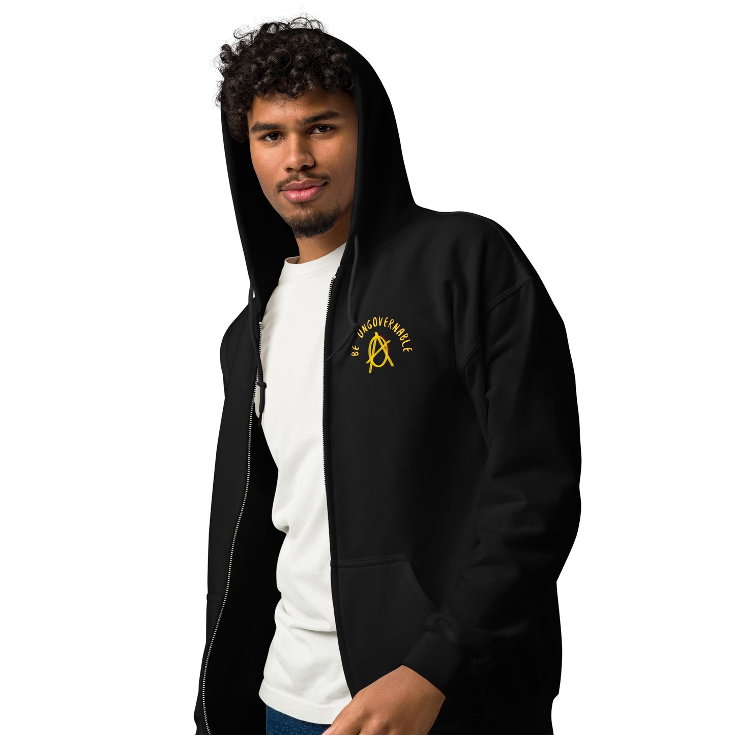 Anarchy Wear "Be Ungovernable" Gold heavy blend zip hoodie