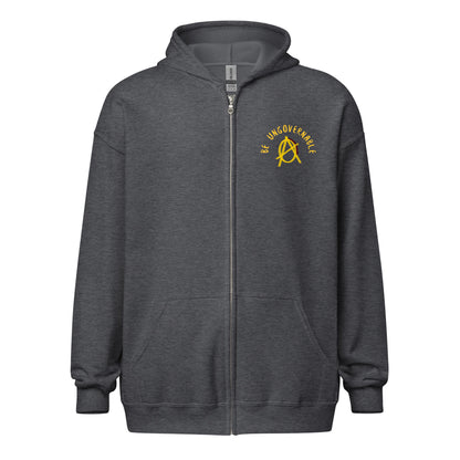 Anarchy Wear "Be Ungovernable" Gold heavy blend zip hoodie
