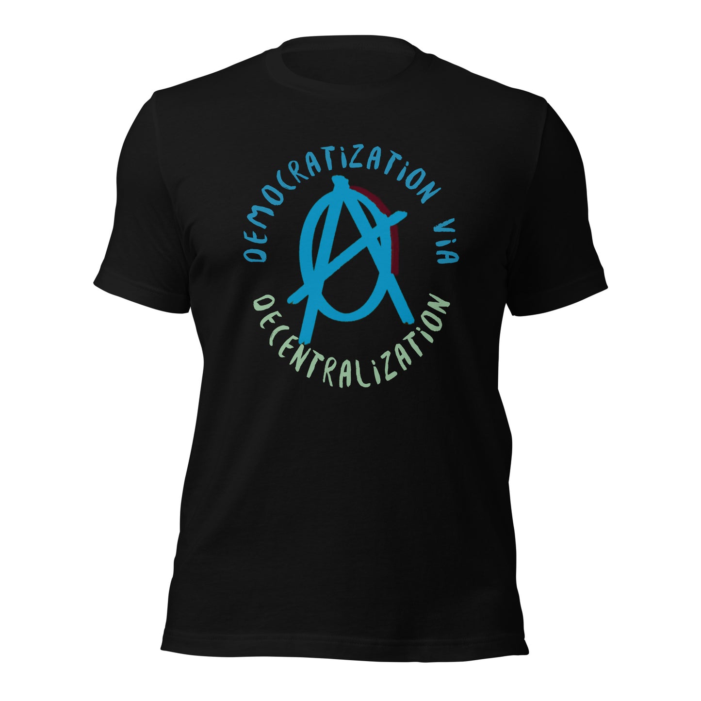 Anarchy Wear Blue "Democratization Via Decentralization" Unisex t-shirt