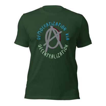 Anarchy Wear Agora Grey "Democratization Via Decentralization" Unisex t-shirt