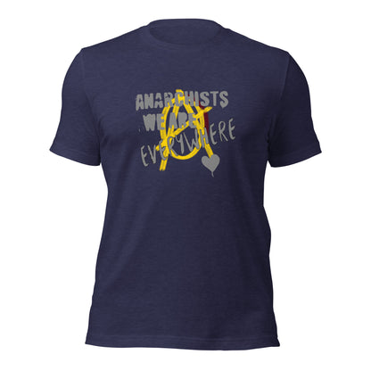 Anarchy Wear "We Are Every Where" Grey on Gold Unisex t-shirt