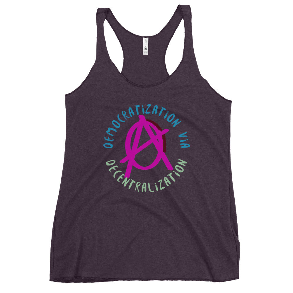 Anarchy Wear Pink "Democratization Via Decentralization" Women's Racerback Tank