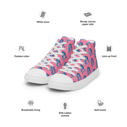Anarchy Wear Blue/Tickle Me Pink Women’s high top canvas shoes - AnarchyWear