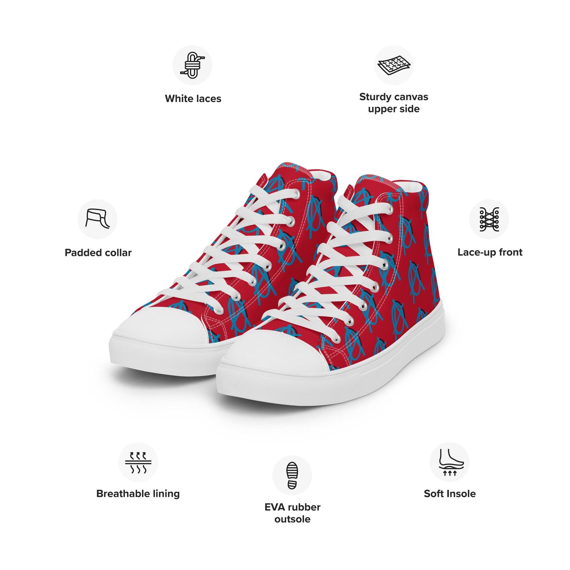 Anarchy Wear Blue/Red Women’s high top canvas shoes - AnarchyWear